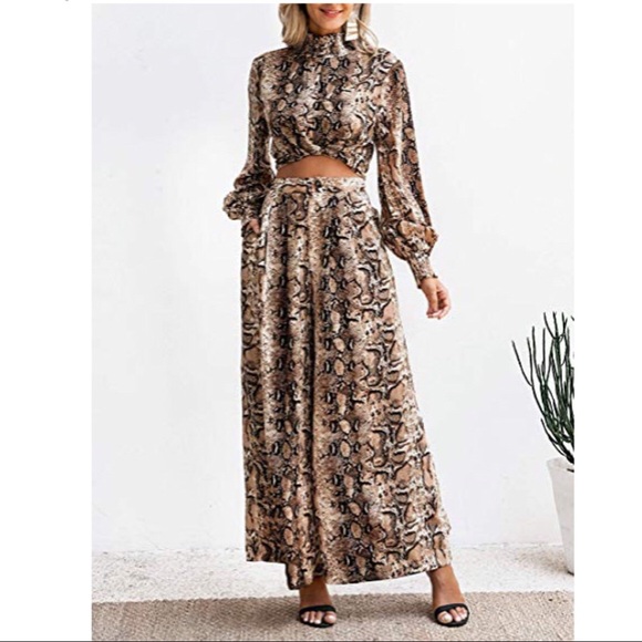 ✨NEW✨leopard print 2 piece crop and pants outfit - Picture 3 of 5